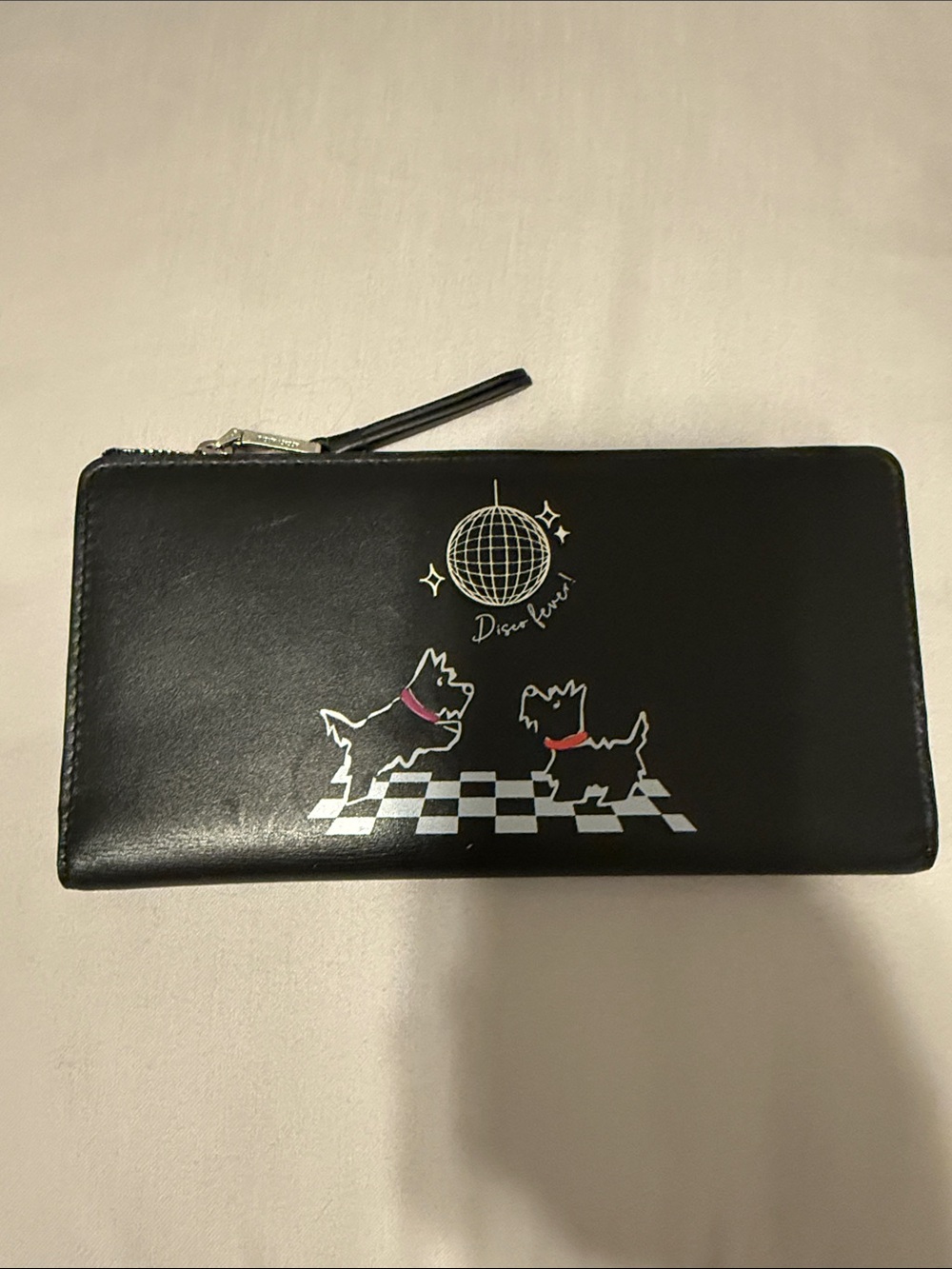 Radley London Black Zip Wallet with Disco Dogs Print